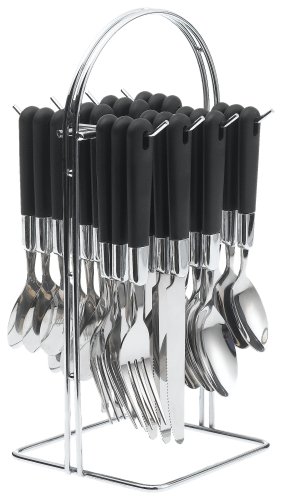 Prime Pacific Trading Flatware Set wiht Black Handles, 24 Pieces