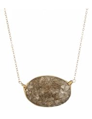 Jewelry: Halcyon Oval Necklace (Smokey Geode and Gold Filled) - Olia Designs