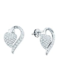 14K White Gold 1.00CTRound Cut Diamond Fashion Earring
