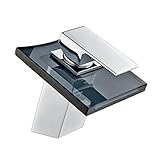 Auralum シルバー 混合水栓 ガラスの出水口 洗面所用 台所用水栓 シングルレバー形 DIY 蛇口 水栓