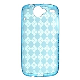 Premium Flexi Crystal Plastic Skin Snap-on Case for Google Nexus One 1 - Blue Diamond Plaid Checkers Print