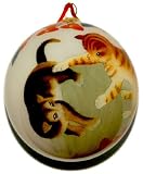 Hand Painted Glass Ornament, Cats at Play CO-167