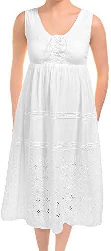 Sol Clothing Eyelet Gauze White Sundress (Large)