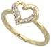 14k White Gold Heart Ring 3/8 (10mm) wide, w/ 0.08 Carat Round Brilliant Diamonds