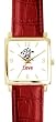 Love - Chinese Symbol - WATCHBUDDY&reg; DELUXE GOLD TONE SQUARE CASE WATCH - Red Strap - Small Size (Standard Women's Size)