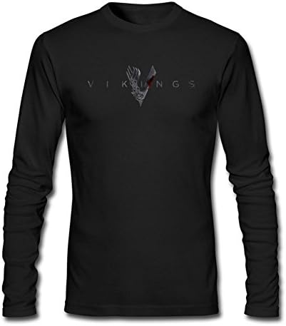 ZhMao Men's Vikings S04 TV Show Logo Long Sleeve T-Shirts Size XL Black