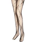 IMAGE OF Criss-cross Floral Pattern, Spandex Fishnet Pantyhose