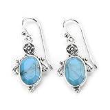 Barse Faceted Oval Turquoise Earrings