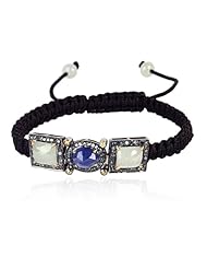 Blue Sapphire Diamond Pave Bracelet 18k Yellow Gold .925 Sterling Silver Fashion Macrame Bracelet Designer Jewelry