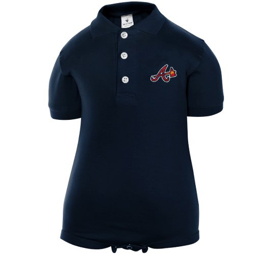 Atlanta Braves Navy Blue Infant Golf Shirt Mascot Creeper (6 Months)