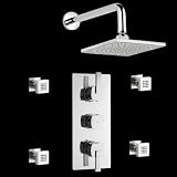 Arco Triple Concealed Thermostatic Shower Valve, Sheer Fixed Head And Body Jets