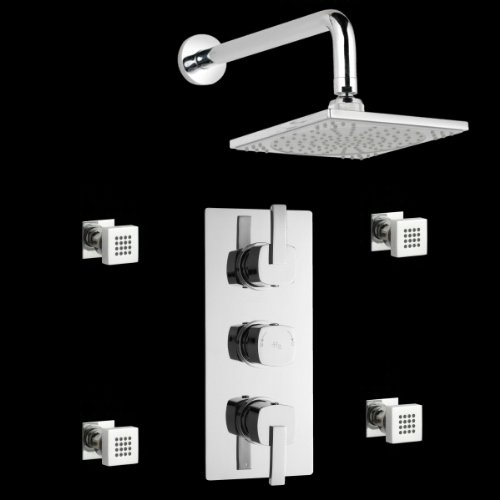 Arco Triple Concealed Thermostatic Shower Valve, Sheer Fixed Head And Body Jets