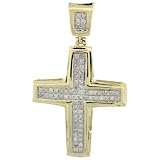10ct Gold Diamond Cross Pendant, w/ 0.37 Carat Brilliant Cut Diamonds, 1 7/16 in. (36mm) tall