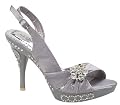 Slingback High Heel Rhinestone Party Dress Platform Sandals Gray , 5-10