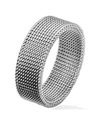 8mm Polished Stainless Steel Wedding Ring Ring for Women with Flexible Mesh... by Crazy2Shop