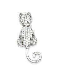 Sterling Silver Cz Cat Pin, Best Quality Free Gift Box Satisfaction Guaranteed