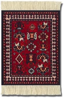 Lextra Deyoung Early Turkmen CoasterRug, 5.5 x 3.5 Inches, Red, Navy and White, Set of Four (MET-C)
