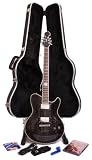 Indie Shape Sun Extreme Electric Guitar with Luxury Guitar Case / Pack of Picks / Guitar Lead / Strap / DVD / String Winder - Black