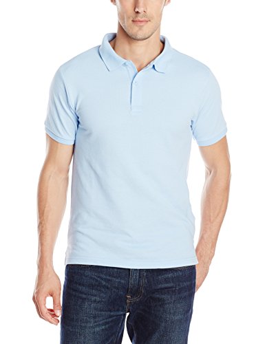IZOD Uniform Young Men's Short Sleeve Pique Polo, Light Blue, X-Large