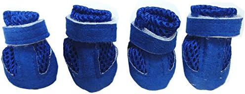 Fewl Dog Boots with Mesh and Non Slip Soft Sole (Blue, Size Medium)