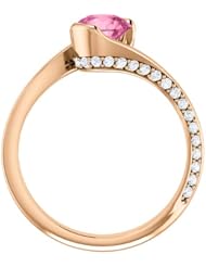 10K Rose Gold 6.00mm Round Cut Chatham Created Pink Sapphire and Diamond Ring -- LIFETIME WARRANTY