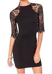 Sexy Cocktail Floral Print Sheath Lace Sheer Elbow Length Sleeves Bodycon Dress/Club Dress/Evening Dress/Bridesmaid Dress 