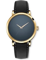 SPRAWL Aanalog Fashion Series Gold Ladies Watches of Genuine Black Leather Strap,Unique Wrist Watch for Women Girls Designed with Texture of a grayish blue fabric