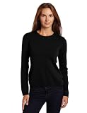 Sofie Women's Crew Neck 100% Cashmere Sweater, Black, X-Large