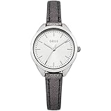 Oasis Women's Quartz Watch with Silver Dial Analogue Display and Silver Leather Strap B1449