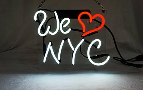 We Love NYC 9.8" x 7.8" Led Neon Heart Light Sign Cool Home Decor for Beddroom Beer Pub Hotel Beach Cocktail Garage Recreational Game Room