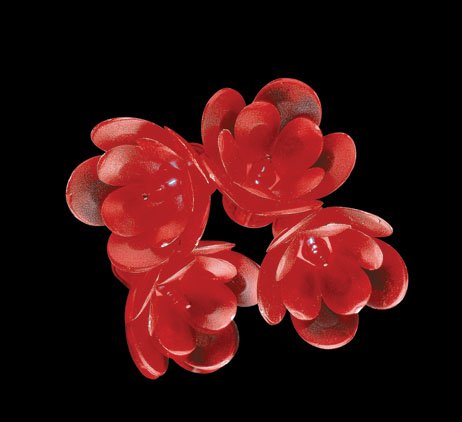 Set of 35 Red Double Petal Flower Reflector Christmas Lights Green Wire Set of 35 Red Double Petal Flower Reflector Christmas Lights Green Wire