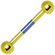 Yellow Blue Striped Titanium Barbell Eyebrow Ring