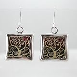 Sterling Silver Reversible Red and Gold Willow Tree of Life Earrings, #9139