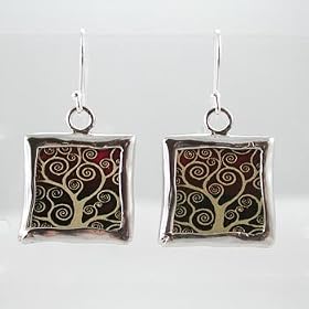 Sterling Silver Reversible Bronze and Gold Willow Tree Earrings, #9139 by 
