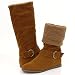 Women's CAMEL Micro Suede BOOTS Faux Fur Inline