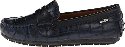 Venettini Kids Boy's 55-Savor (Little Kid/Big Kid) Navy Large Cell Leather/Black Oil Leather Loafer 38 (US 8 Big Kid) M