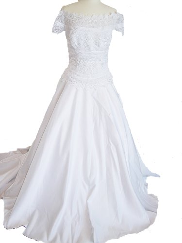 White Alfred Angelo Short Sleeve Bridal Gown Wedding Dress, Size 12, BC5