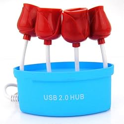 Romantic Rose USB 2.0 4-Port Ultra Mini Hub, Blue Base