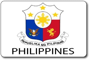 Philippines - Country Coat Of Arms Flag Emblem Set Of 4 Rectangular Rubber Placemats - Place Mats - 1/8 Inch Thick - Polyester Top