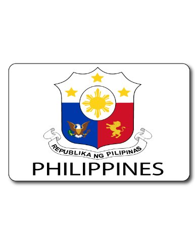 Philippines - Country Coat Of Arms Flag Emblem Set Of 4 Rectangular Rubber Placemats - Place Mats - 1/8 Inch Thick - Polyester Top