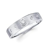 14K White Gold Round Diamond Men's Couple Wedding Ring Band (0.12 ctw., GH Color, SI Clarity)