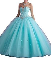 Strapless Crystals  Lace-Up Beaded Crystal Tulle  Sweetheart  Ball Gown Quinceanera Dress  with a Brush/Sweep Train  With Rhinestones