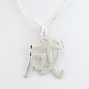 Asian SUCCESS Symbol Pendant in Sterling Silver on a 16" Box Chain, #8484