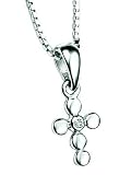 D for Diamond Sterling Silver P2948 Girls Diamond Set Cross Pendant
