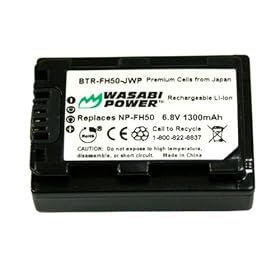 Sony DCR-DVD408, DCR-DVD508, DCR-DVD610, and DCR-DVD710 Battery (Premium Japanese Cells, 1300mAh, 5-YR Warranty) (by Wasabi Power®)