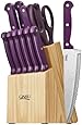 Ginsu 3878 Essential Series 14-Piece Cutlery Set with Natural Block, Purple