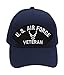 Patchtown US Air Force Veteran Hat/Ballcap Adjustable One Size Fits Most (Multiple Colors & Styles) (Navy Blue, Add American Flag)