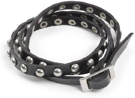 Fair Trade Leather Wrap Bracelet - Studded or Plain, Several Colors (Studded Black)