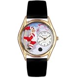 Whimsical Watches Kids' C0820002 Classic Gold Hockey Black Leather And Goldtone Watch