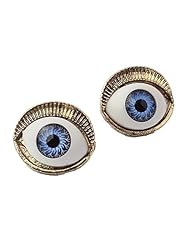 Yazilind Cool Mysterious Design Blue Evil Of Eye Gold Plated Alloy Gothic Stud Earrings for Girl